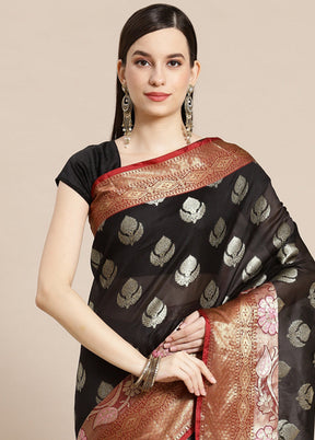 Black Silk Saree With Blouse Piece - Indian Silk House Agencies