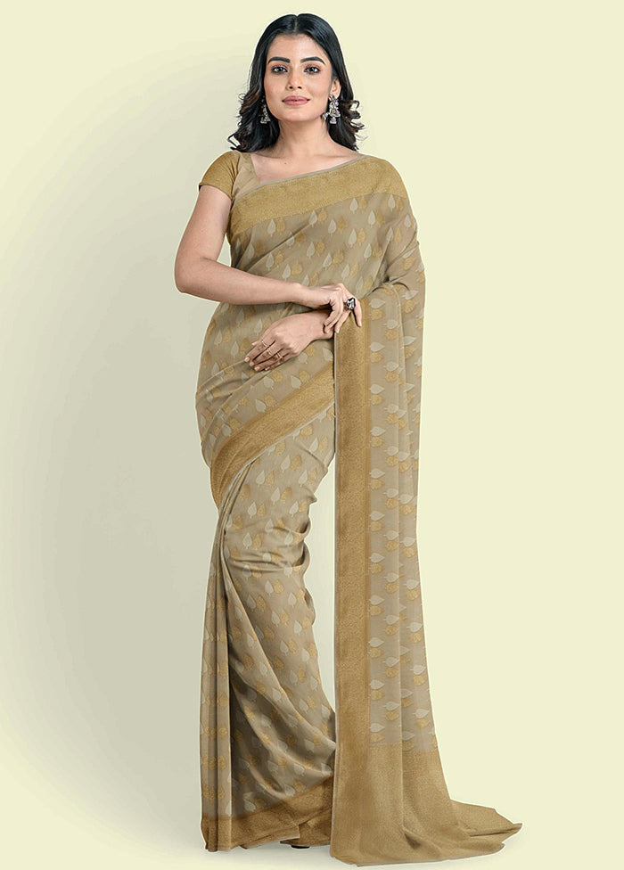 Beige Cotton Saree With Blouse Piece - Indian Silk House Agencies