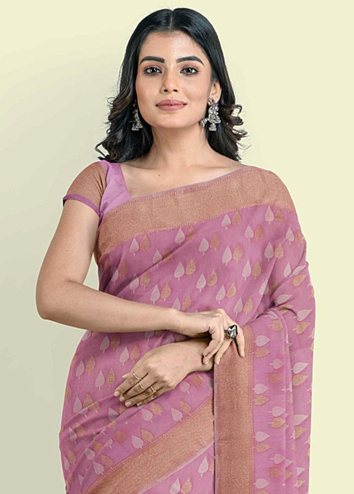 Pink Cotton Saree With Blouse Piece - Indian Silk House Agencies