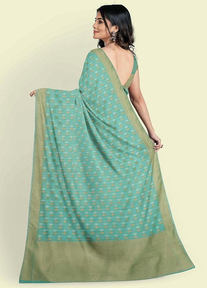 Sea Green Cotton Saree With Blouse Piece - Indian Silk House Agencies