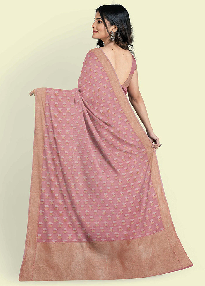 Peach Cotton Saree With Blouse Piece - Indian Silk House Agencies