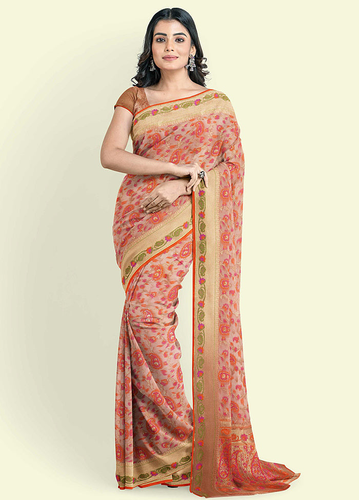 Peach Cotton Saree With Blouse Piece - Indian Silk House Agencies