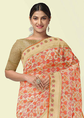 Beige Cotton Saree With Blouse Piece - Indian Silk House Agencies