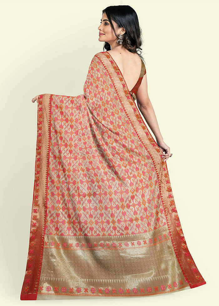 Beige Cotton Saree With Blouse Piece - Indian Silk House Agencies