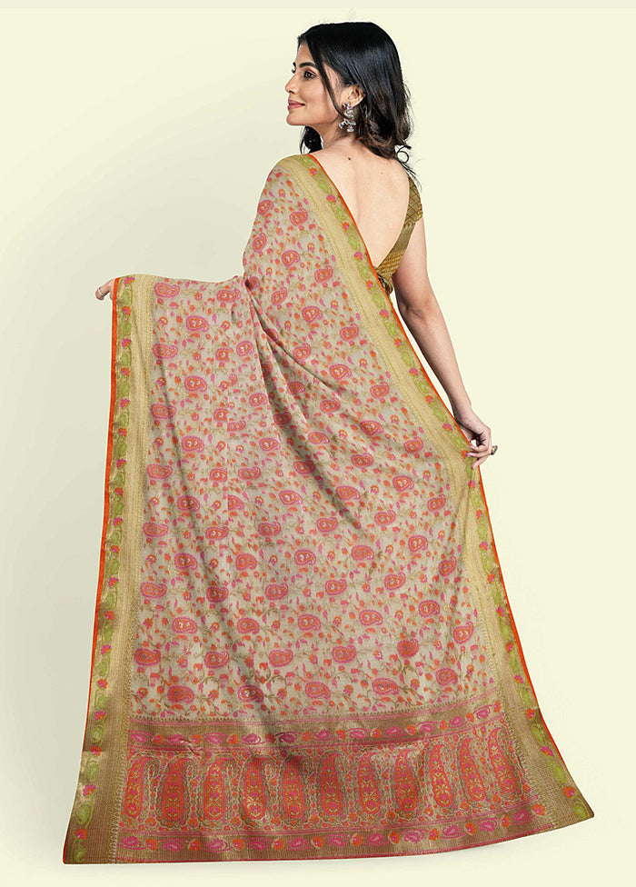 Beige Cotton Saree With Blouse Piece - Indian Silk House Agencies