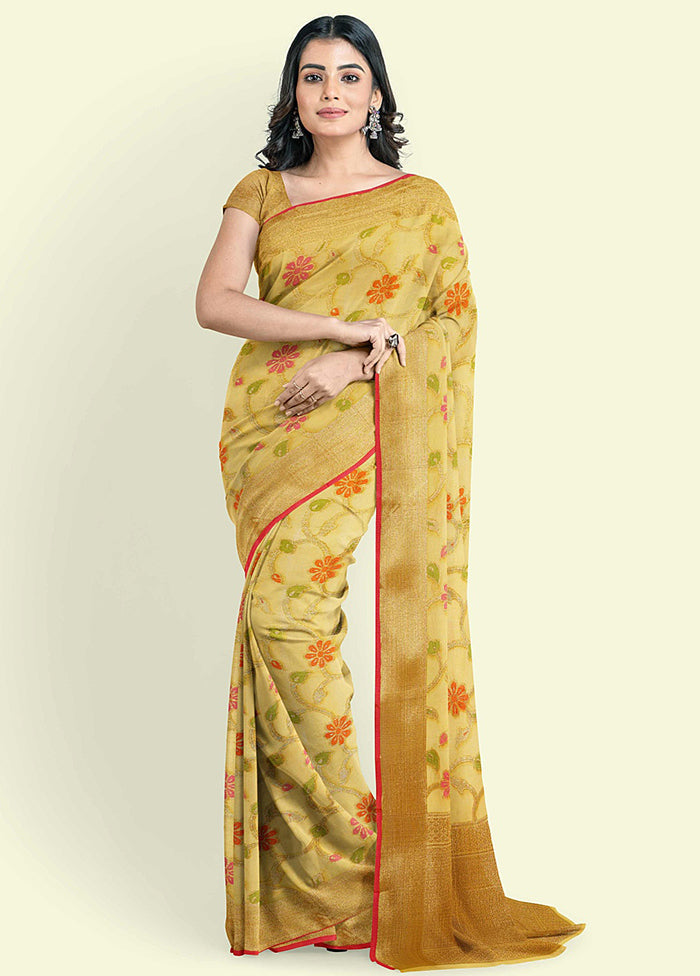 Yellow Cotton Saree With Blouse Piece - Indian Silk House Agencies