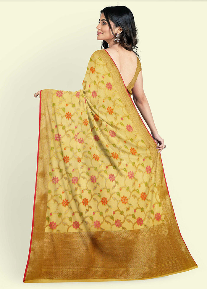 Yellow Cotton Saree With Blouse Piece - Indian Silk House Agencies