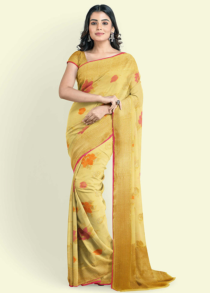 Yellow Cotton Saree With Blouse Piece - Indian Silk House Agencies