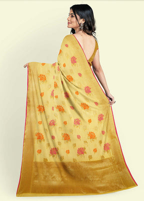 Yellow Cotton Saree With Blouse Piece - Indian Silk House Agencies