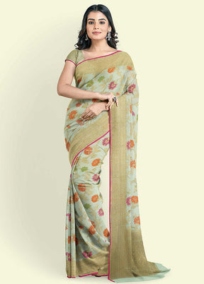 Beige Cotton Saree With Blouse Piece - Indian Silk House Agencies