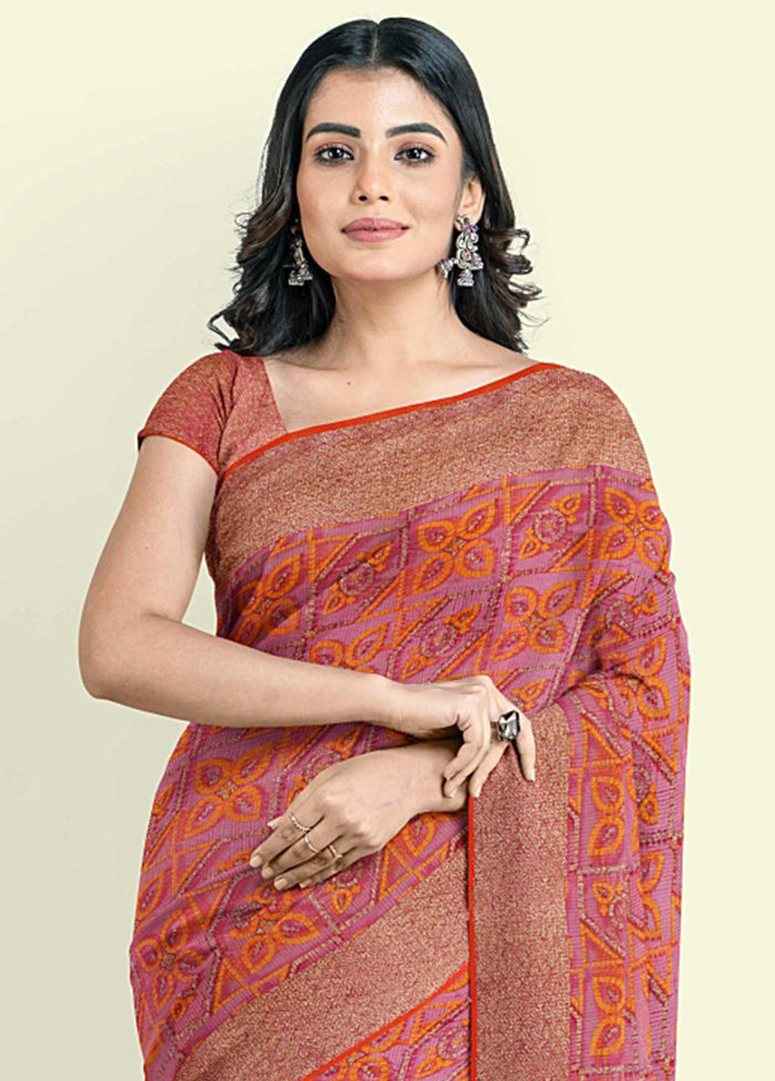 Pink Cotton Saree With Blouse Piece - Indian Silk House Agencies