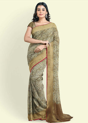 Grey Cotton Saree With Blouse Piece - Indian Silk House Agencies