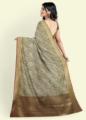 Grey Cotton Saree With Blouse Piece - Indian Silk House Agencies