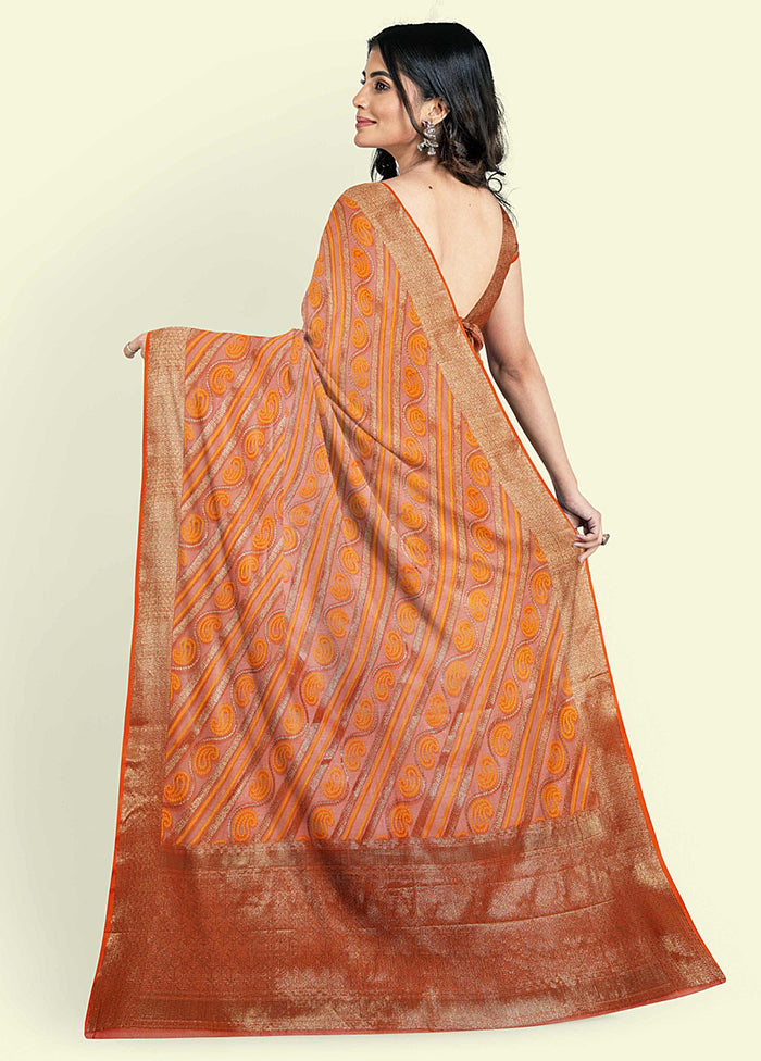 Orange Cotton Saree With Blouse Piece - Indian Silk House Agencies