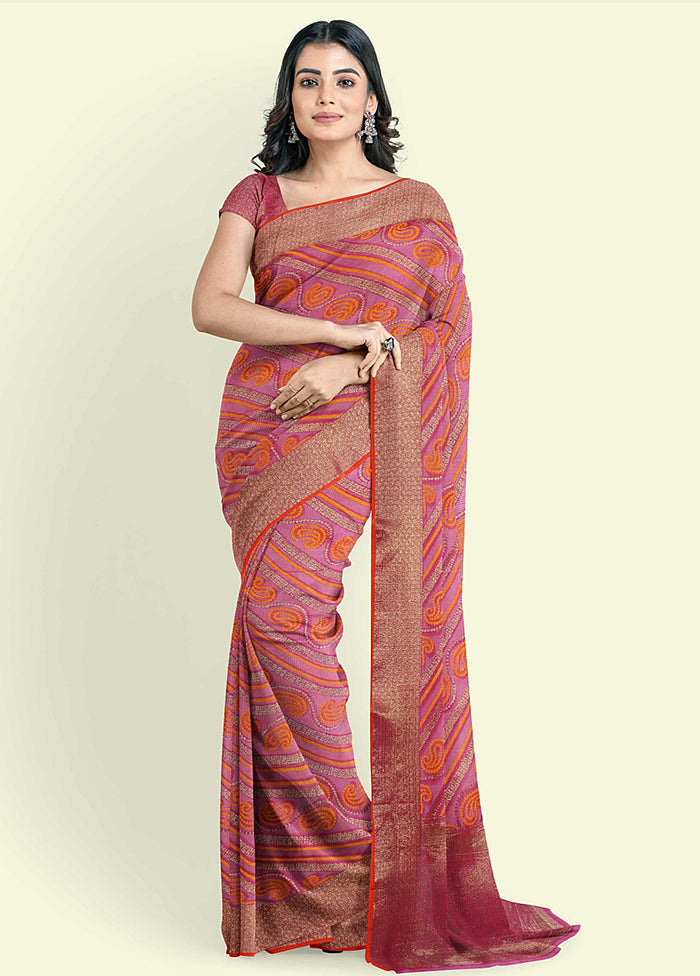 Pink Cotton Saree With Blouse Piece - Indian Silk House Agencies