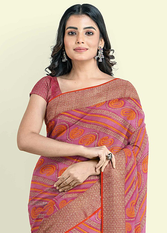 Pink Cotton Saree With Blouse Piece - Indian Silk House Agencies