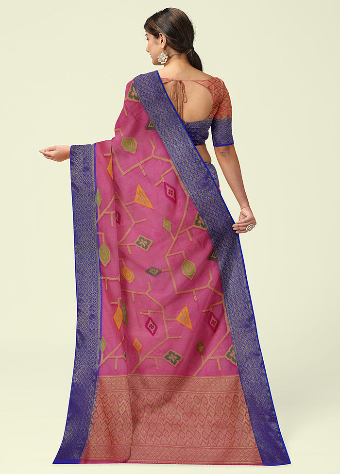 Pink Cotton Saree With Blouse Piece - Indian Silk House Agencies