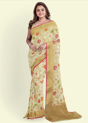 Beige Cotton Saree With Blouse Piece - Indian Silk House Agencies