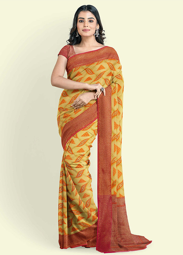 Yellow Cotton Saree With Blouse Piece - Indian Silk House Agencies