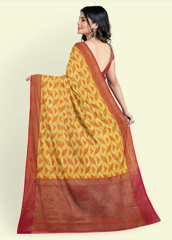 Yellow Cotton Saree With Blouse Piece - Indian Silk House Agencies