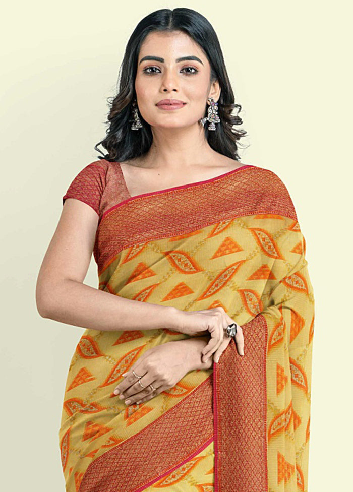 Yellow Cotton Saree With Blouse Piece - Indian Silk House Agencies