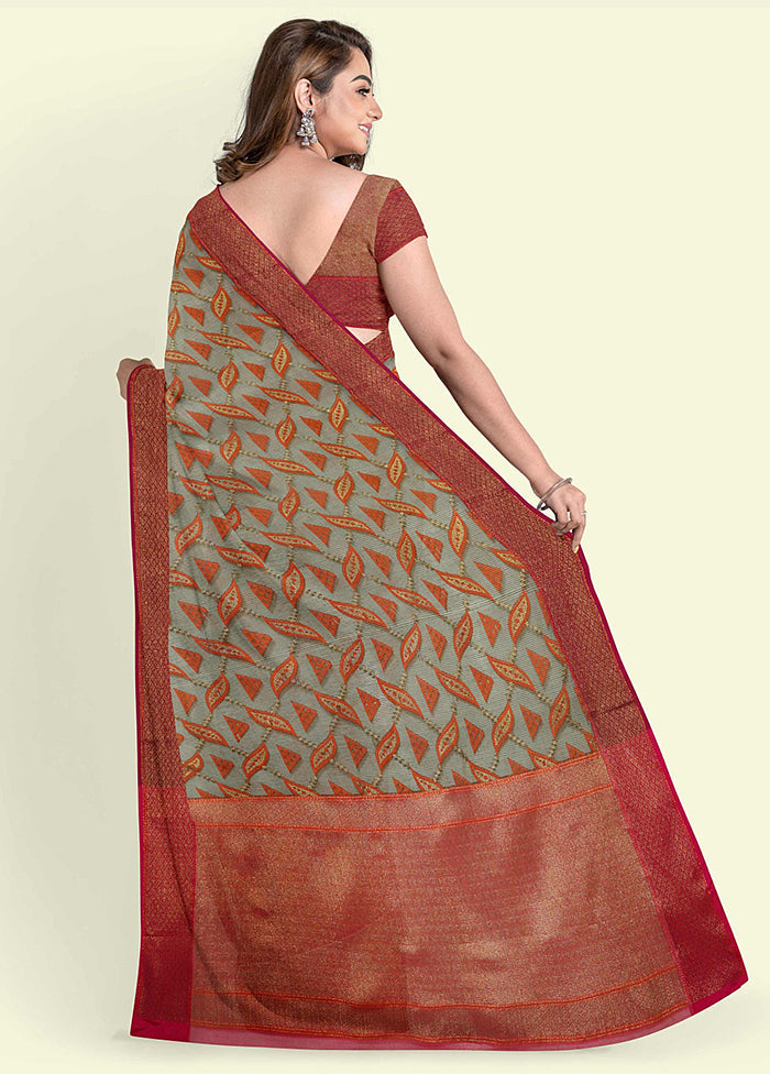 Sea Green Cotton Saree With Blouse Piece - Indian Silk House Agencies