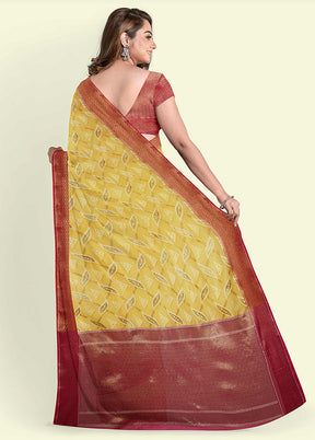 Yellow Cotton Saree With Blouse Piece - Indian Silk House Agencies