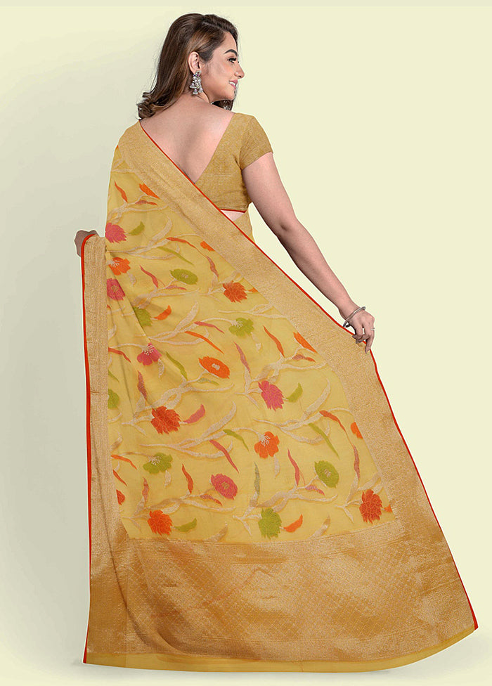 Yellow Cotton Saree With Blouse Piece - Indian Silk House Agencies