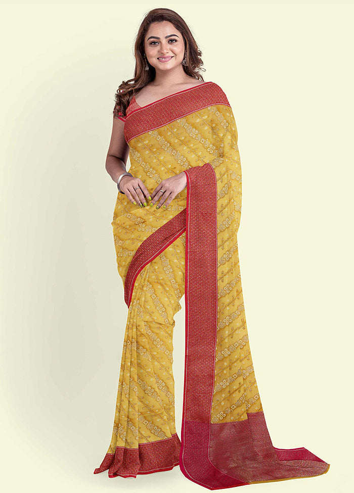 Yellow Cotton Saree With Blouse Piece - Indian Silk House Agencies