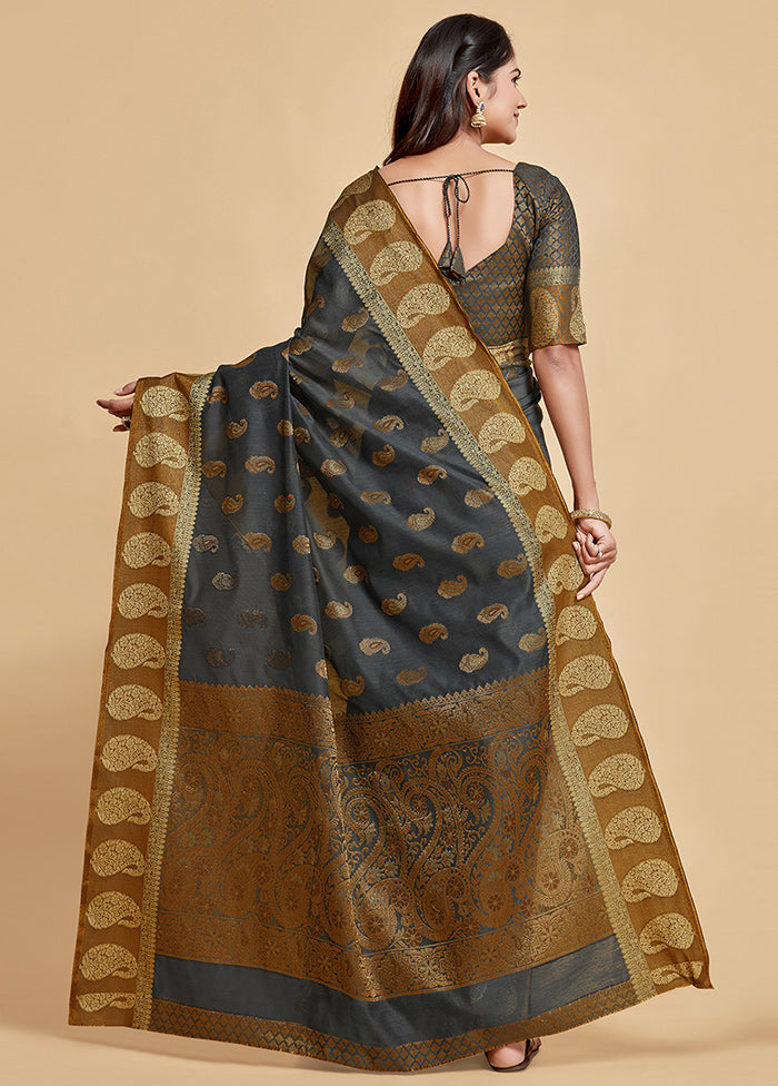 Grey Chanderi Silk Saree With Blouse Piece - Indian Silk House Agencies