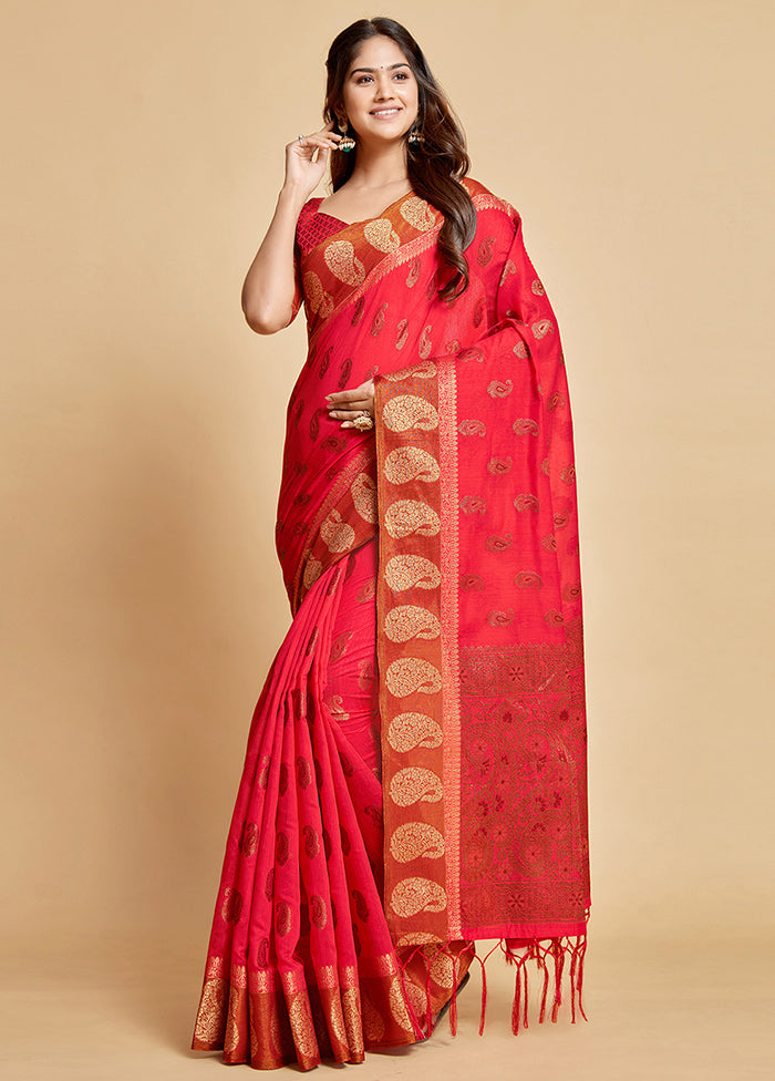 Pink Chanderi Silk Saree With Blouse Piece - Indian Silk House Agencies