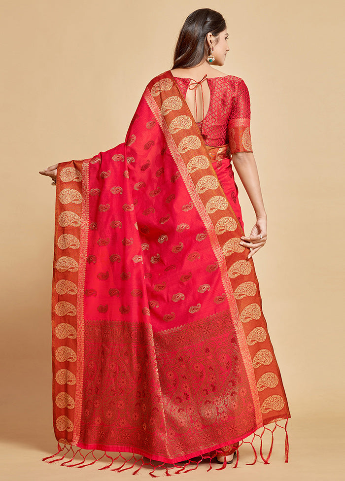 Pink Chanderi Silk Saree With Blouse Piece - Indian Silk House Agencies