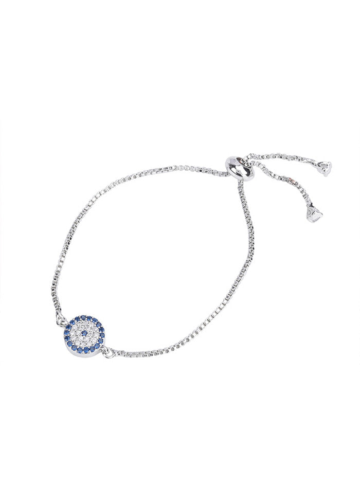 Evil Eye Stone Studded Silver Plated Bracelet - Indian Silk House Agencies