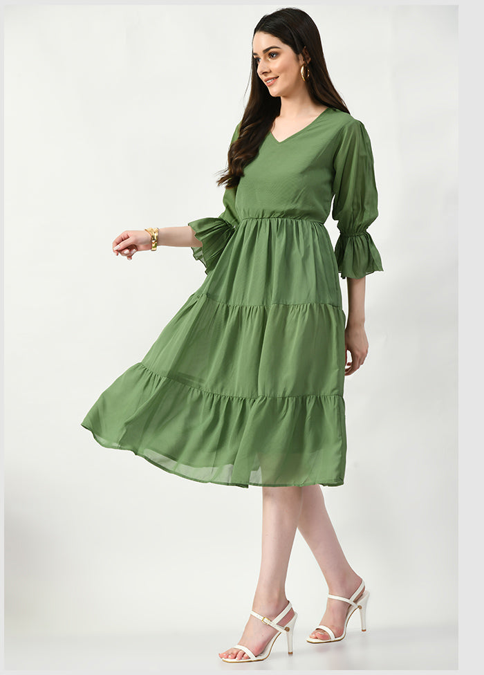 Green Polyester Dress VDASD20062030 - Indian Silk House Agencies