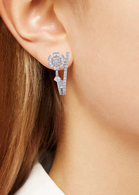 Silver Toned Stone Studded Earrings - Indian Silk House Agencies