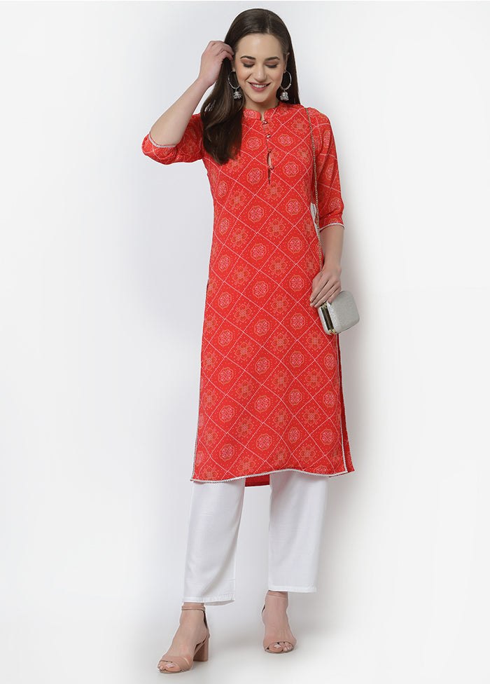 Red Readymade Georgette Digital Print Kurti VDASD040925 - Indian Silk House Agencies