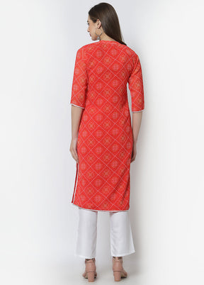 Red Readymade Georgette Digital Print Kurti VDASD040925 - Indian Silk House Agencies