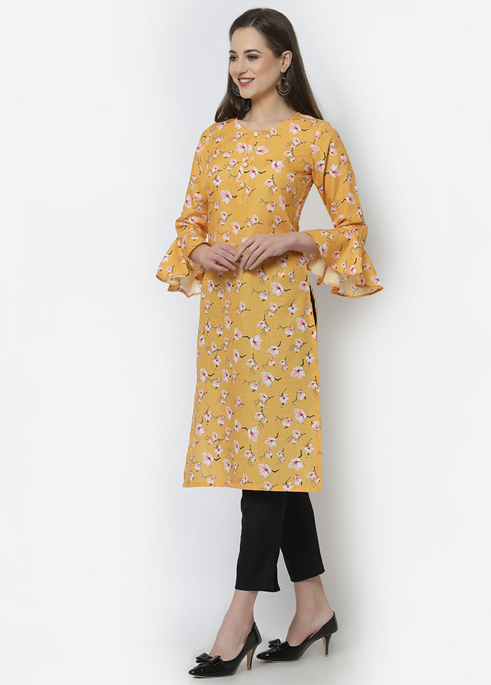 Yellow Readymade Cotton Digital Print Kurti VDASD040934 - Indian Silk House Agencies