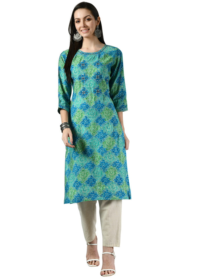 Green Readymade Rayon Kurti - Indian Silk House Agencies