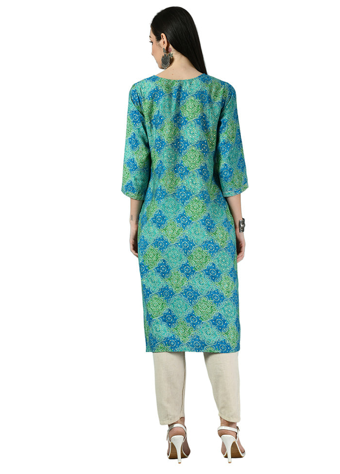 Green Readymade Rayon Kurti - Indian Silk House Agencies