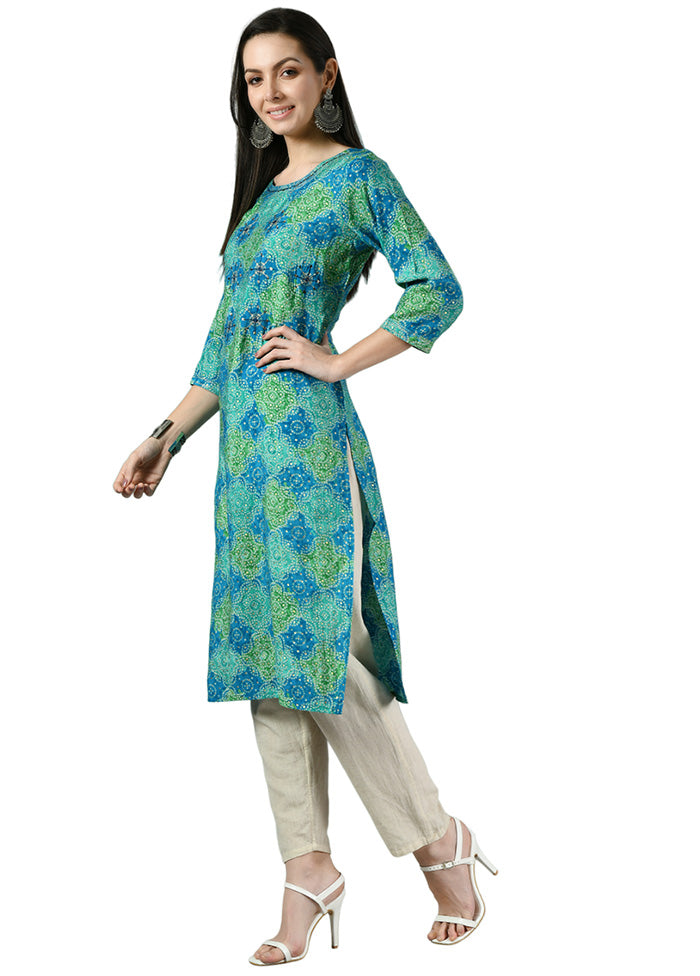 Green Readymade Rayon Kurti - Indian Silk House Agencies