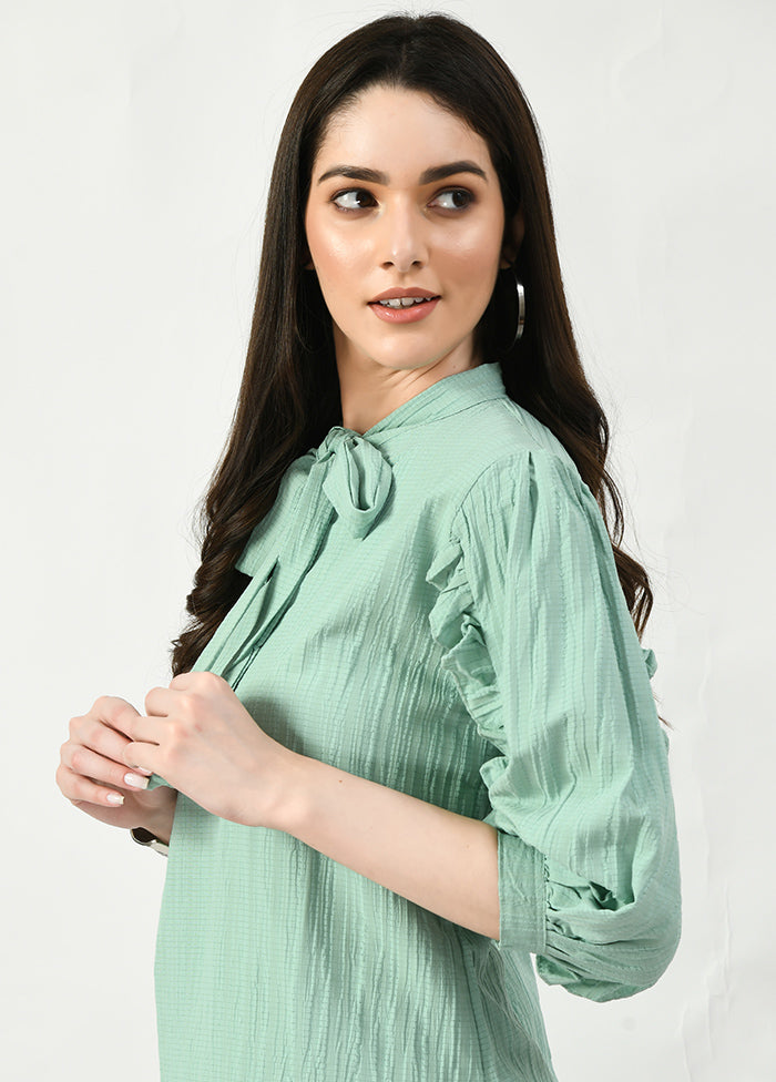 Bluish Green Rayon Solid Top VDASD20062024 - Indian Silk House Agencies