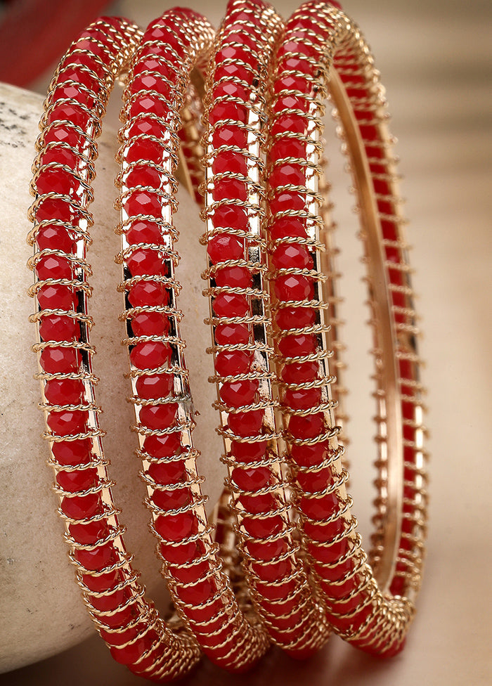 Red Alloy Glossy Bangles