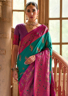 Rama Banarasi Silk Saree With Blouse Piece