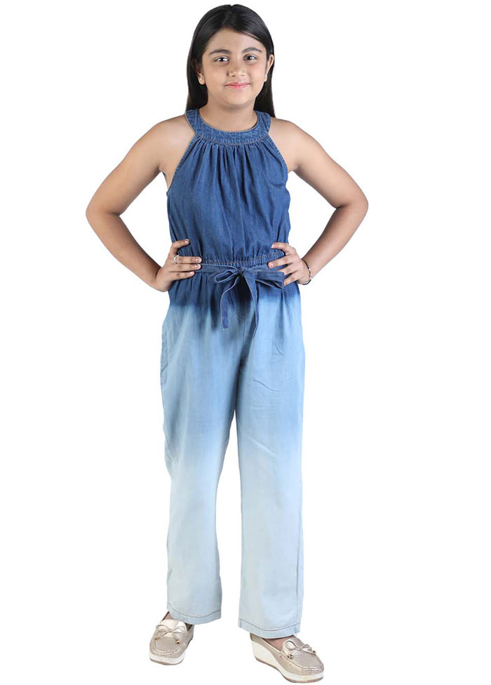 2 Pc Blue Denim Top And Pant Set - Indian Silk House Agencies