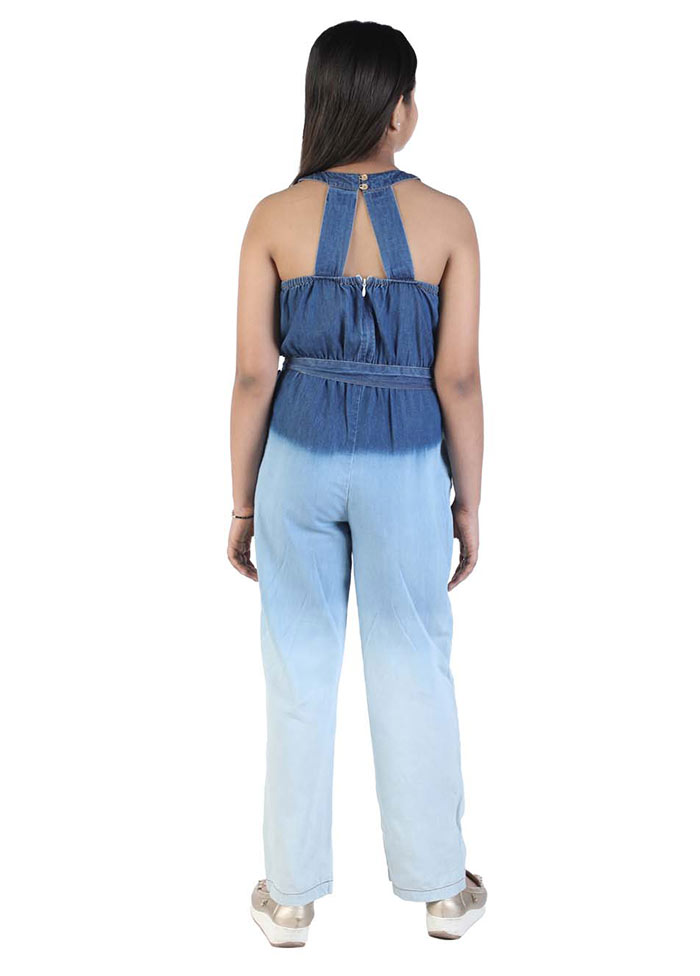 2 Pc Blue Denim Top And Pant Set - Indian Silk House Agencies