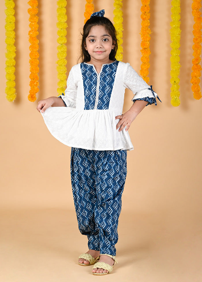 2 Pc Blue Cotton Top And Pajama Set - Indian Silk House Agencies