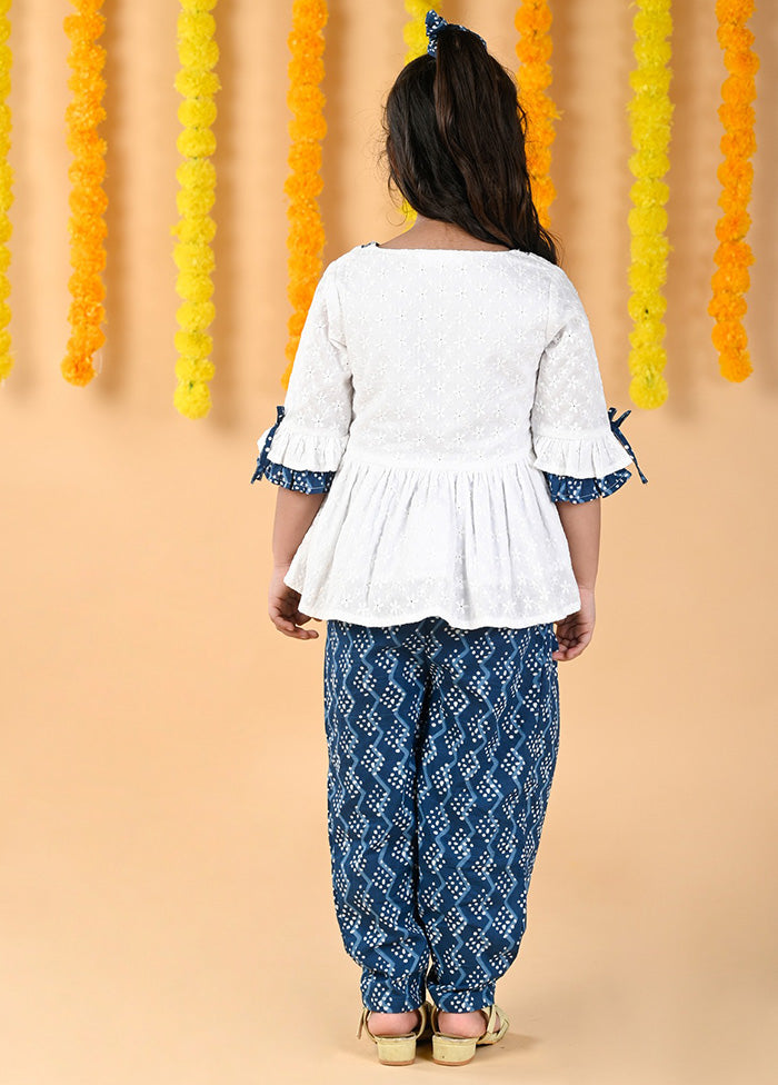 2 Pc Blue Cotton Top And Pajama Set - Indian Silk House Agencies