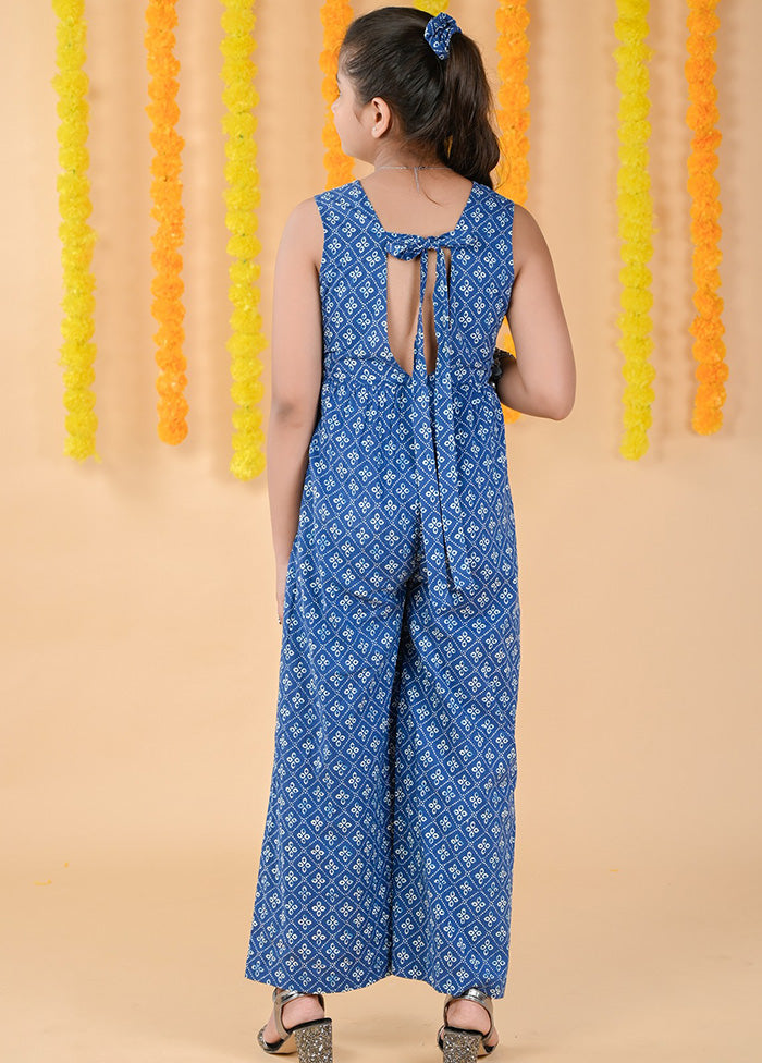 Blue Cotton Jumpsuit - Indian Silk House Agencies