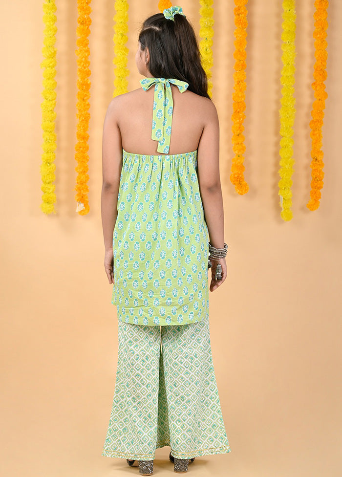 2 Pc Green Cotton Top And Pajama Set - Indian Silk House Agencies